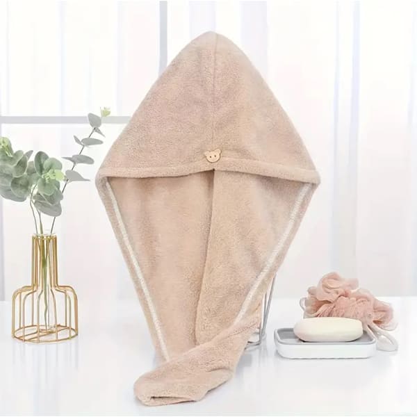 Hair Towel Wrap - Fleece Hair Towel Wrap - Brown image