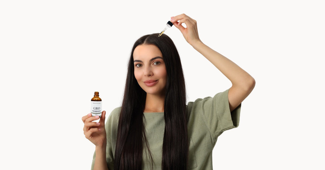Girl using GRO Oil on her scalp