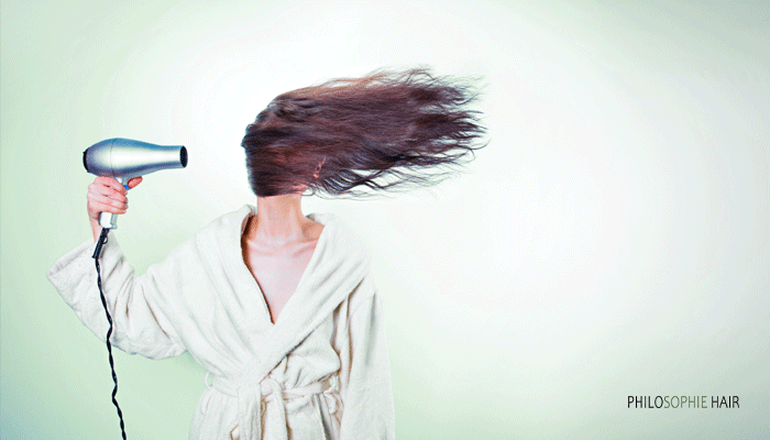 PhiloSophie-Hair-Blog---Heat-Damage - Woman blow drying hair