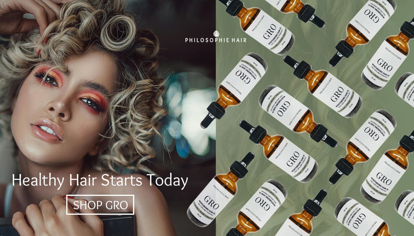 PhiloSophie Hair - Woman With Curly Hair and GRO Bottles