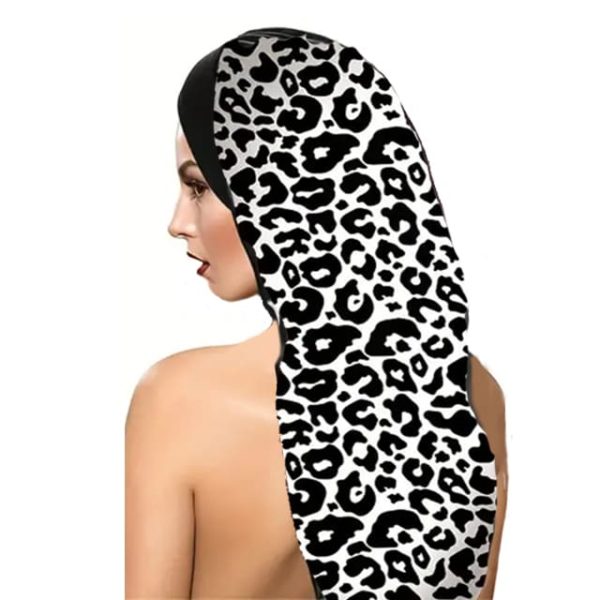 hiloSophie Hair Long Bonnet - BW cheetah print