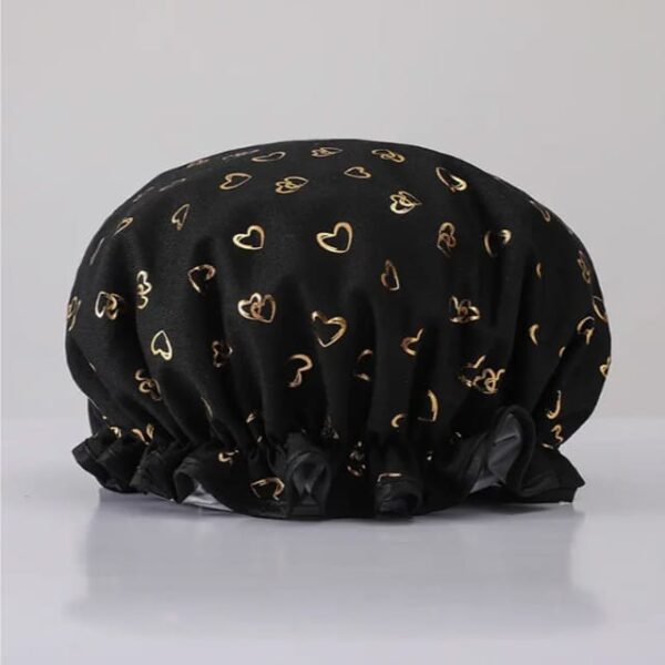 PhiloSophie Hair - Shower Cap - Black with Gold Hearts